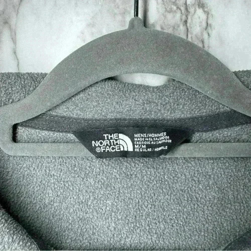 The North Face Mens Medium 1/4 Zip Jacket Gray Fleece Outdoors Hiking Camping - Picture 3 of 5